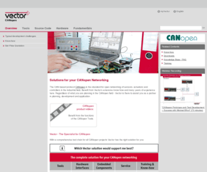 canopen-solutions.com: Vector: Software + Services for Automotive Engineering
Software and engineering services for the networking of electronic systems in the automobile and related industries (CAN, CANopen, J1939, LIN, FlexRay, etc.).