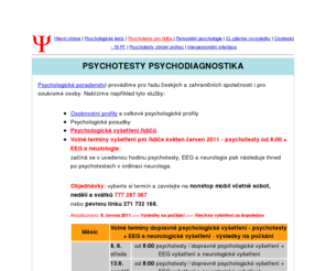 psychodiagnostika.info: PSYCHOTESTY - PSYCHOLOGICKÝ ASSESSMENT - PSYCHOLOGICKÉ TESTY - PSYCHODIAGNOSTIKA
PSYCHOLOGIE PSYCHOTESTY ASSESSMENT PSYCHOLOGICKÉ TESTY