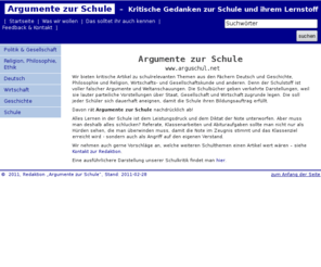 arguschul.net: Argumente zur Schule: Startseite
Startseite des Portals "Argumente zur Schule"