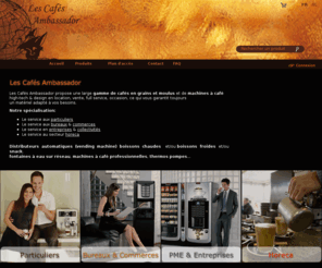 lescafesambassador.com: Les Cafés Ambassador
Les Cafs Ambassador propose une large gamme de cafs en grains et moulus et de machines  caf high-tech & design en location, vente, full service, occasion, ce qui vous garantit toujours un matriel adapt  vos besoins.