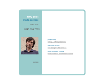 terrygault.co.uk: Terry Gault, journalist and web designer from Croydon, Surrey
Experienced freelance journalist and sub-editor Terry Gault specialises in engineering and industry topics and offers a web design and editing service