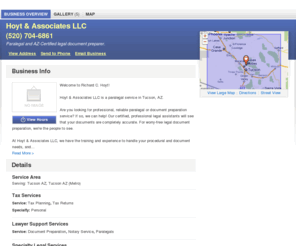 richardhoytassociates.com: Hoyt & Associates LLC | Tucson, AZ 85741 | DexKnows.com™
Hoyt & Associates LLC in Tucson, AZ 85741. Find business information, reviews, maps, coupons, driving directions and more.