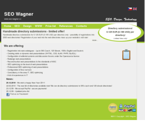 seo-wagner.cz: SEO Wagner | Direcorty submissions and creation web presentations
SEO Wagner | Direcorty submissions and creation web presentations 