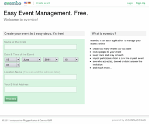 evembo.com: Easy Event Management. Free. | evembo (beta)
evembo.com - Free & Easy Event Management. Online.