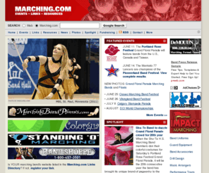 marchingscores.com: MARCHING.COM: Marching Band, High School Marching Bands, Competitions, Scores, Uniforms, Fundraisers
Marching.com is a one-stop source of high school marching band events, links, resources, news and photos. Find details of major parade and field competitions, links to marching bands on the net, and a directory of services and supplies for your marching band, color guard or drum line.