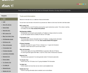 dan.is: www.dan.me.uk
Main page with description of each tool/page