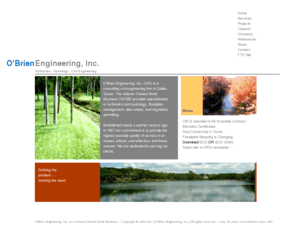 obrieneng.com: O'Brien Engineering, Inc.
civil engineering firm in Dallas, Texas, with specialties in flood elevation certificate, dam safety, floodplain, hydraulic, hydrology, drainage, water resources, VOSB