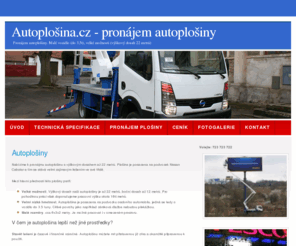 autoplosina.cz: Autoplošina.cz - autoplošiny, pracovní plošiny, montážní plošiny
Autoplošina.cz - pronájem autoplošiny - Praha, Středočeský kraj. Pronajímáme autoplošinu s výškovým dosahem 22 metrů.