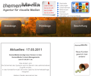 themenmedia.de: themenMedia - Webdesign, Online-Shop, Auftragsprogrammierung, Blog, CMS, Joomla, WordPress, XTCommerce, Homepage, Internetauftritt, Template, Hamburg, Typo3
themenMedia - Agentur für visuelle Medien.