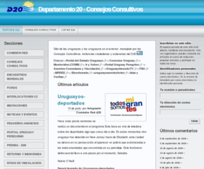 d20.org.uy: Departamento 20 - Consejos Consultivos
Sitio de las uruguayas y los uruguayos en el exterior, manejado por los Consejos Consultivos, instancias ciudadanas y soberanas del D20 (...)