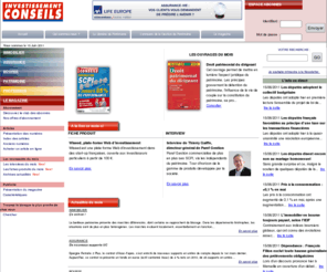 investissementconseils.com: Investissement Conseils : immobilier défiscalisation patrimoine
Retrouvez toute l'actualité sur l'immobilier, l'assurance vie, le patrimoine et la profession de conseil en gestion de patrimoine sur le site investissementconseils.com : 1500 pages d'information par an.