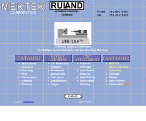 mektek.com: MEKTEK CORPORATION
UNI-TAP  -Universal Tapping Attachment for Multiple Spindle Automatic bar and Chucking Machines