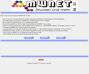 mwnet.org: MWNET SC
MWNET SC,Online-Shop,CIS-Systeme, Refillpatronen,Markentinten,IT-Dienstleistungen,Arztpraxissoftware,Druckerverbrauchsmaterial