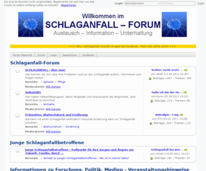 schlaganfall-forum.info: Schlaganfall-Forum
Forum für Schlaganfall-Betroffene und Angehörige - Schlaganfall-was nun?, Selbsthilfe, Prävention, Kontakte u.v.m.
1. Schlaganfall-ONLINE-Selbsthilfegruppe (SOS)

