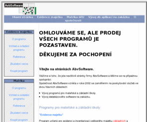 abvsoftware.net: AbvSoftware - programy Evidence majetku ver.3.1 a Matrika 1.03 již v prodeji!
