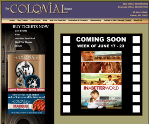 thecolonial.org: Movies - Live Shows - Film - The Colonial Theatre
The Colonial Theatre in Keene, NH is a historic performing arts center which brings the cultural and creative spirit of our community to life.