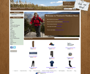 realcheapsports.com: Real Cheap Sports!, Real Stuff, Real World, Real Cheap
At Real Cheap Sports, Venturas Outdoor Store, find all of the hiking, camping and travel clothing and gear you need for an active, outdoor adventure. Real Cheap Sports offers mens clothing and gear, womens clothing and gear, and kids clothing and gear for outdoor activities like camping, hiking, trail running, backpacking, rock climbing, skiing, snowboarding, kayaking, yoga, school outdoor trips and adventure travel. Real Cheap Sports sells top outdoor brands and is the ultimate source for great deals on cheap, discount, closeout outdoor clothing and gear like Salomon shoes, Sierra Designs tents, Terramar long underwear, Kelty backpacks, Mountain Hardwear sleeping bags, Kelty tents and backpacks, Prana clothing, Aventura clothing, Garmont shoes, Primus stoves, Montrail running shoes, and Osprey backpacks.