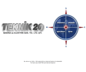 teknik20.com.tr: Teknik20 Makina ve Elek.San.Tic.Ltd.Şti
Teknik20 Yerel web sayfası, Otomotivden beyaz eşya sektörüne kadar farklı sektörlerde önde gelen firmaların yan sanayi olan Teknik20, aynı zamanda zirai ilaçlama makineleri sektöründe de öncüdür. Hassas kesme, kalıp konusundaki üstün tecrübesini ISO16949 ile bütünleştirerek kaliteyi birinci hedefi yapmıştır.