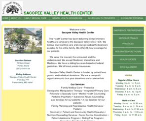 svhc.org: Sacopee Valley Health Center, a multiservice community health
center.
Sacopee Valley Health Center is a multiservice community health center located on the Maine/New Hampshire border in Porter, Maine, between Portland and the White Mountains of New Hampshire.