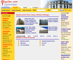 web-alquiler.com: ALQUILER .com » Alquiler pisos » Alquiler casas » Todo en alquiler de pisos, apartamentos, locales, coches y más
ALQUILER DE PISOS !! ALQUILER CASA ALQUILAR PISO Todo lo que se puede alquilar, lo encontraras aqui. Desde pisos, hasta coches, barcos y aviones de alquiler. Visítanos!!