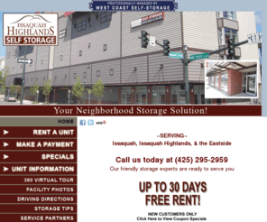 issaquahhighlandsstorage.org: Issaquah Furniture Storage - Furniture Storage Issaquah
Issaquah Furniture Storage - Issaquah Highlands Self Storage specializes in Furniture Storage spaces offering
the best selection and services around. Servicing
the Issaquah area.