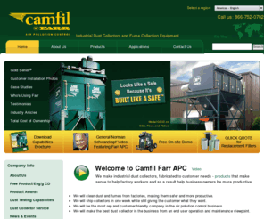 farr-apc.com: Industrial Dust Collectors and Fume Collectors - Camfil Farr APC
Camfil Farr Air Pollution Control manufactures industrial dust collectors and fume collection equipment to clean up manufacturing processes.  