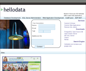 hellodata.net: SQL Coldfusion ASP.NET Development
Based in Vancouver, BC hellodata offers custom web applications and database development.