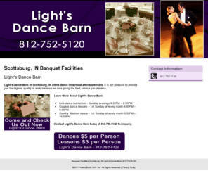 lightsdancebarn.com: Banquet Facilities Scottsburg, IN-Light's Dance Barn 812-752-5120
Light's Dance Barn provides Banquet Facilities, Line dance instruction  to Scottsburg, IN. Call 812-752-5120.