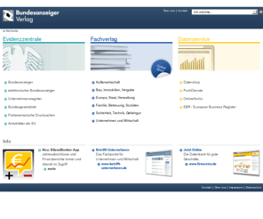 bundesnazeiger.com: Bundesanzeiger Verlag : Bundesanzeiger-Verlag
Globale Description : Bundesanzeiger-Verlag