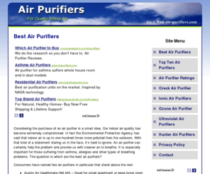 find-air-purifiers.com: Best Air Purifiers
Information on some of the best air purifiers on the market and what you need to be aware of when looking to purchase an air purifier.