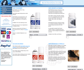 restrand.co.uk: Bald spots vanish with RESTRAND Instant Hair Thickener- Bald Patches- Fine Hair- Conceal hair Loss- Cover Spray- Hair Regrowth- Hair Loss Treatment- Hair Thickening Spray- Thinning Hair- Thicken Hair Mane- Toppik- Glh- Couvre
Conceal hair loss with RESTRAND Instant Hair Thickener Spray.....  RESTRAND Hair Regrowth Vitamins are designed to nourish the hair follicle and promote new and healthy hair growth.
