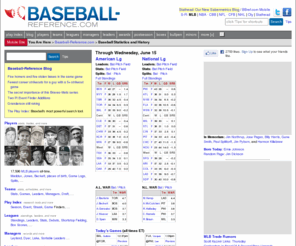 baseballunionproject.org: Baseball-Reference.com - Major League Baseball Statistics and History
Up-to-date Major and Minor League Statistics for each player, team, and league in baseball history.  Includes batting, pitching and fielding stats along with leaders, managers, links, books and award winners.