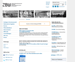 zbw.eu: ZBW – Deutsche Zentralbibliothek für Wirtschaftswissenschaften – Leibniz-Informationszentrum Wirtschaft
ZBW - Literatur und Fachinformationen zu Wirtschaftsthemen aus der größten wirtschaftswissenschaftlichen Bibliothek der Welt.