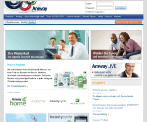 amway.de: Amway (de) - Eines der größten Direktvertriebsunternehmen. Wellness, Schönheit und Haushaltsprodukte.
Die Amway Selbständigkeit und der Amway Shop in Deutschland heißen Sie willkommen. Hochwertige NUTRILITE Wellnessprodukte, ARTISTRY Schönheitsprodukte wie auch Dekorative Kosmetikprodukte, Haushaltsprodukte warten nur ein Klick entfernt auf Sie.