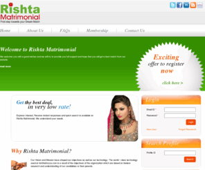 rishtaforyou.com: Rishta Matrimonial | Hindu Matrimonial | Muslim  Matrimonial | Christian  Matrimonial | Sikh  Matrimonial
Find your partner according to religion. Rishta Matrimonial has profiles of Hindu, Muslim, Christian, Sikh, Parsi, Jain, Buddhist, Jewish and other religions as well.