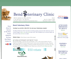 bendvet.com: Bend Veterinary Clinic, Inc. - Compassionate Veterinary Care for Dogs, Cate & Exotic Pets in Central Oregon
Bend Veterinary Clinic provides the best compassionate and quailty care for dogs, cats and exotic pets located in Central Oregon.