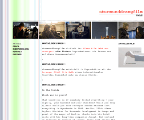 sturmunddrangfilm.com: sturmunddrangfilm: Aktuell
Die sturmunddrangfilm GmbH wird als unabhängige Firma in Weimar das Label WEIMAR CLASSICS weiter entwickeln, und hoffnungsvoll über die Landesgrenzen hinaus tragen.