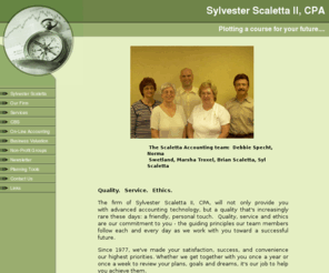 scalettacpa.com: Sylvester Scaletta II, CPA
Sylvester Scaletta II, CPA. Certified Public Accounting firm providing tax, accounting, audit, business valuations, investment, payroll,management advisory services and on-line accounting. 