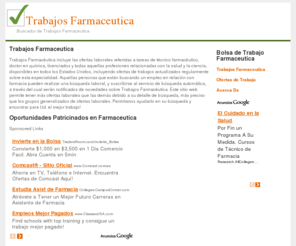 trabajosfarmaceutica.com: Trabajos Farmaceutica - Bolsa de Trabajos Farmaceutica
Buscador de trabajos Farmaceutica - encontrar trabajos Farmaceutica, ofertas de trabajo, buscar trabajos Farmaceutica