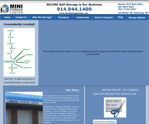 ministoragecenter.com: Mini Storage Center - Secure, Climate Controlled, Mini Self Storage Facility in Ossining, NY
Secure self storage units in Ossining, NY. Safe, easy, climate controlled, mini self storage and service! One of the best self storage facilities in Westchester County. Free truck usage. Lots of sizes available - only pay for what you need. Coupon on our website.