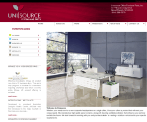 unisourcefurniture.com: Unisource Furniture homepage
Unisource Furniture, Unisource Office Furniture, Replacements parts for many OEM panel systems and cubicles such as Herman Miller and Steelcase. New panel systems from Mirage and xXtreme. High Value, High Quality Office Cubicles and Systems.Bentam, MiragePlus, Mirage VS, Titan, Pencil Drawers, Pedestals, Keyb