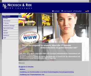 etesting.info: Ihr kompetentes IT-Systemhaus in Hannover
Willkommen bei Nickisch & Riek - mageschneiderte EDV-Lsungen fr mittelstndische Unternehmen.