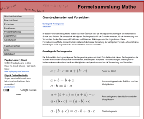 formelsammlung-mathe.de: Formelsammlung Mathe - Grundrechenarten
In dieser Formelsammlung Mathe findest Du einen Überblick über die wichtigsten Rechenregeln für Mathematik in Schule und Studium.