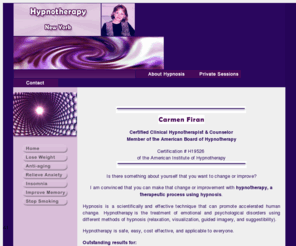 hypnotherapyny.com: Hypnotherapy New York Insomnia
Change your life with hypnosis programs by Carmen Firan, Board Certified Hypnotherapist