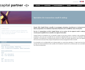 capital-partner.com: Capital Partner - Specialiste des fusions et acquisitions small & midcap
Capital Partner corporate finance - Specialiste des fusions et acquisitions small & midcap - Capital Partner Accueil - corporate finance