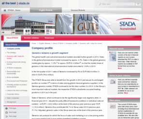 bioceuticals.info: STADA Arzneimittel AG: Generics with “value for  money”
STADA: Generics with “value for money” Generics contributed 74.8% to sales in 2004 (previous year: 73.7%) and represents STADA’s largest core segment by far.