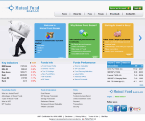 mutualfundbazaar.com: Mutual Fund Bazaar
Mutualfundbazaar.com offers a full range of mutual funds across all the leading fund houses to meet your investment needs.  Our platform   enables you to perform online Purchase, Sell, Switch, Systematic Investment Plan (SIP), Systematic Transfer Plan (STP) and Systematic Withdrawal Plan (SWP) with great convenience and flexibility.