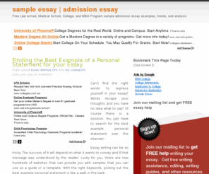sampleadmissionessay.com: sample essay | admission essay
Free Law school, Medical School, College, and MBA Program sample admission essay examples, trends, and analysis
