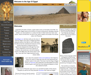 ageofegypt.com: Age Of Egypt - Extensive information on the world of Ancient Egypt, Over 200 Gods and Goddesses, Ancient Cities, the Pharaohs, Pyramids, culture & more!
Age Of Egypt - Extensive information on the world of Ancient Egypt, Over 200 Gods and Goddesses, Ancient Cities, the Pharaohs, Pyramids, culture & more!