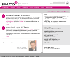 topknow-how.com: DV-RATIO Unternehmensberatung  – Beratung, Professional Services und Realisierung von IT-Projekten
Die DV-RATIO AG zählt zu den führenden IT-Dienstleistungsunternehmen mit Kernkompetenzen in Beratung, Professional Services und Realisierung von IT-Projekten